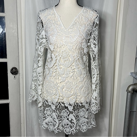 3/$20💥 White Floral Sheer Open Knit Crochet Swim Coverup Dress Boho - Picture 13 of 13